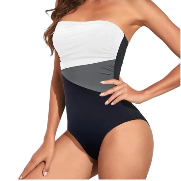 NWT Women’s Monokini 1 Piece Strapless Bathing Suit - Picture 1 of 5